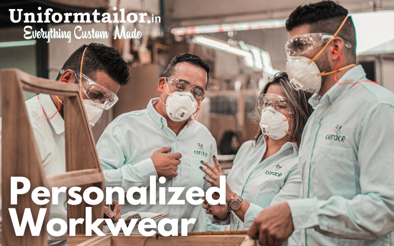 employees in logo embroidered uniform shirts