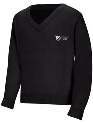 Black V-Neck Sweater with Custom Logo