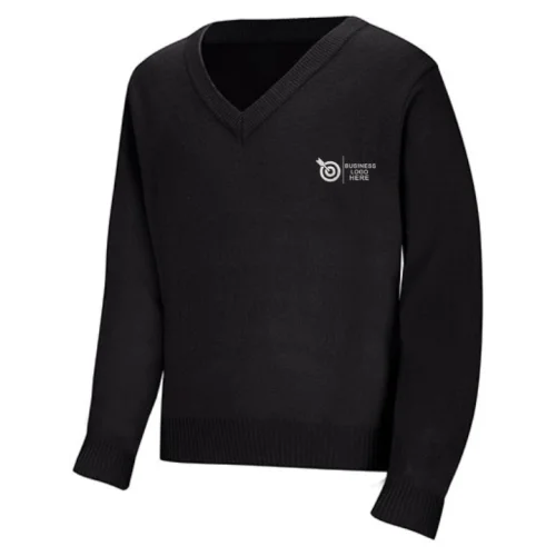 Black V-Neck Sweater with Custom Logo
