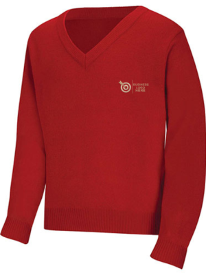 Crest Red Winter V- Neck Sweater