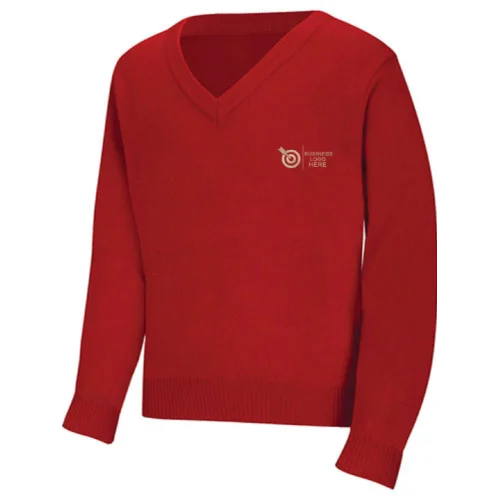 Crest Red Winter V- Neck Sweater