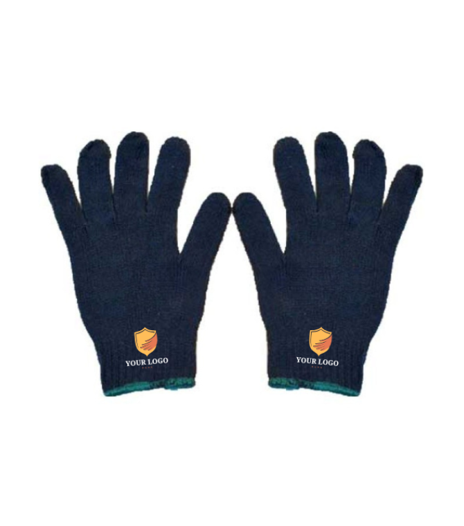 Printed Blue Cotton Work Gloves with Logo – Buy Online