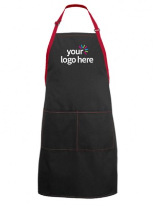 Twin Pocket Unisex Color Strip Professional Kitchen Aprons