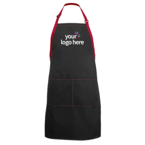 Twin Pocket Unisex Color Strip Professional Kitchen Aprons