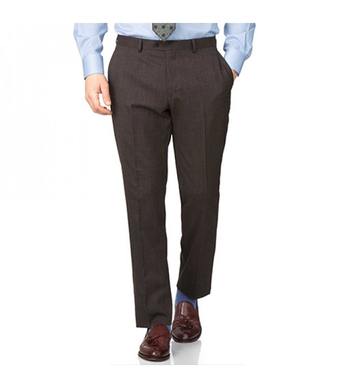 Aristitch Dark Brown Regular Fit Formal Trousers for Men