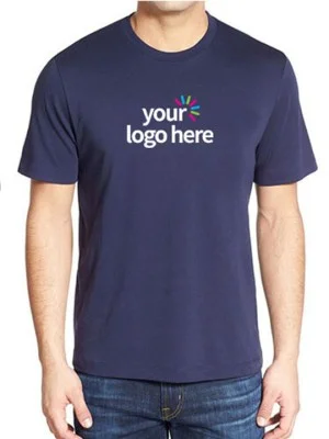 Personalized Blended Round Neck T-Shirt Navy Blue Personalized Blended Round Neck T-Shirt Navy Blue