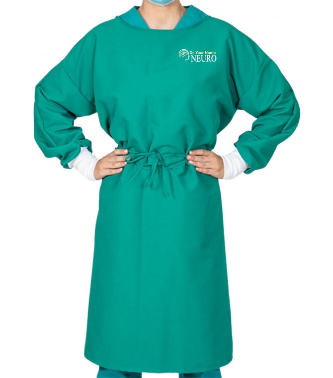sterile femal nurse or surgeon wearing a sterile blue suit or gown waiting  on the operation theater Stock Photo - Alamy