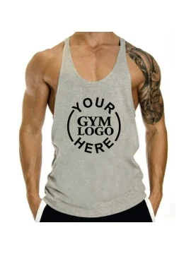 Customized Gym Stringer Gray