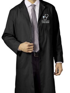 Unisex Long Medical Lab Coat Black