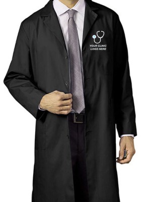 Unisex Long Medical Lab Coat Black