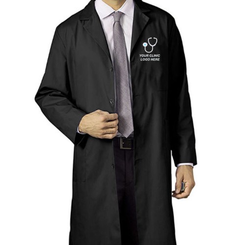 Unisex Long Medical Lab Coat Black