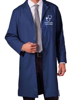 Unisex Long Medical Lab Coat Navy Blue