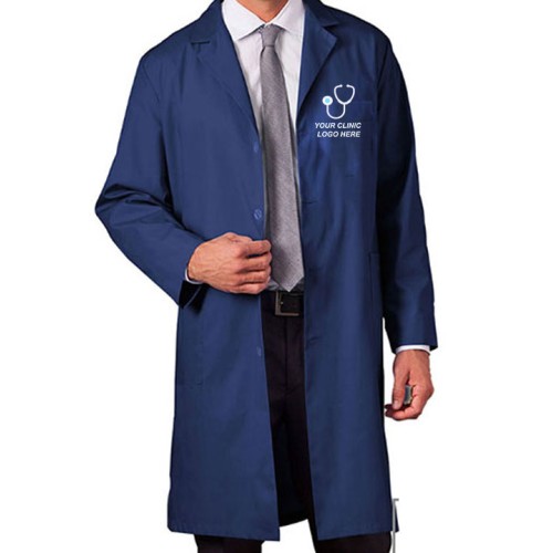 Unisex Long Medical Lab Coat Navy Blue