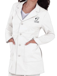 Executive Women's Lab Coat White - Profesional Fit