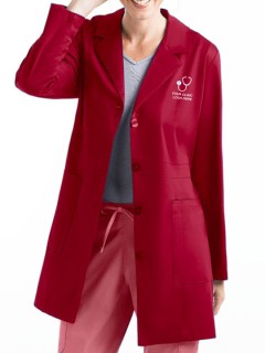 Executive Women's Lab Coat Carmine Red - Profesional Fit