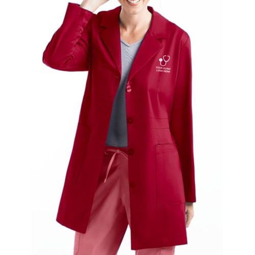 Executive Women's Lab Coat Carmine Red - Profesional Fit