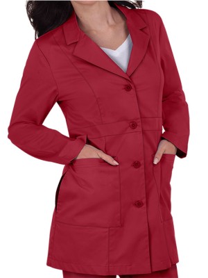 Executive Women's Lab Coat Carmine Red - Profesional Fit