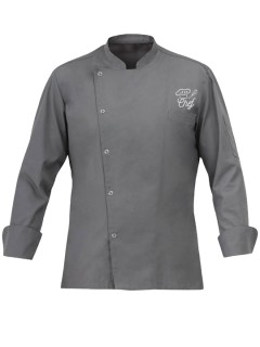 Snap Button Personalized Chef Coat - Grey