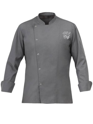 Snap Button Personalized Chef Coat - Grey