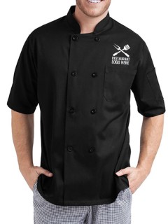 Comfort Fit Short Sleeve Chef Coat Black