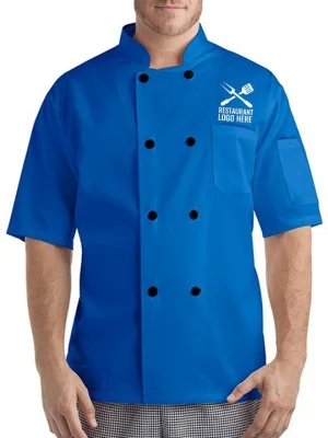 Comfort Fit Short Sleeve Blue Chef Coat Comfort Fit Short Sleeve Blue Chef Coat