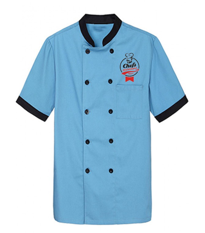 Customized Sky Blue Printed Chef Coat