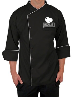 CustomFit 3/4 Sleeve Chef Coat - Black