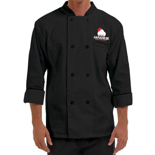 Traditional 3/4 Length Sleeve Chef Coat Black