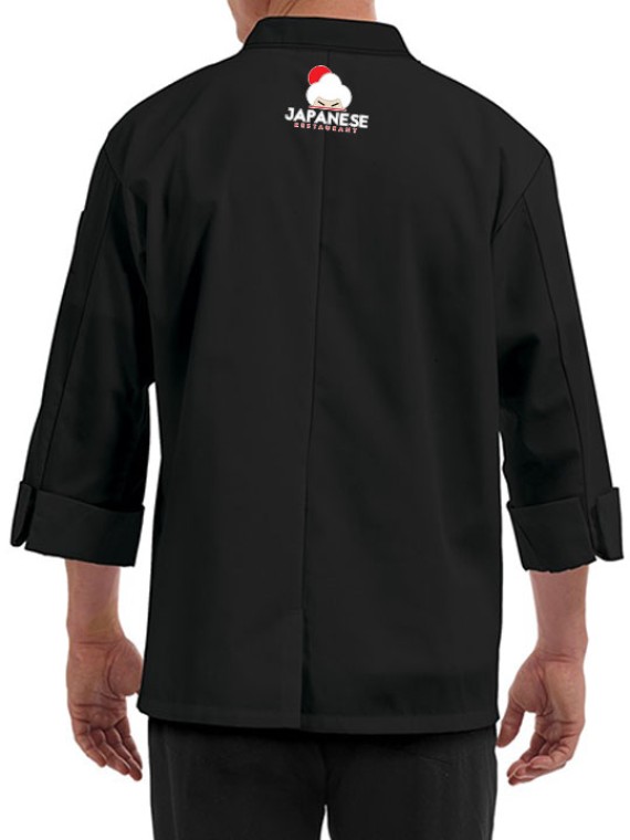 Traditional 3/4 Length Sleeve Chef Coat Black