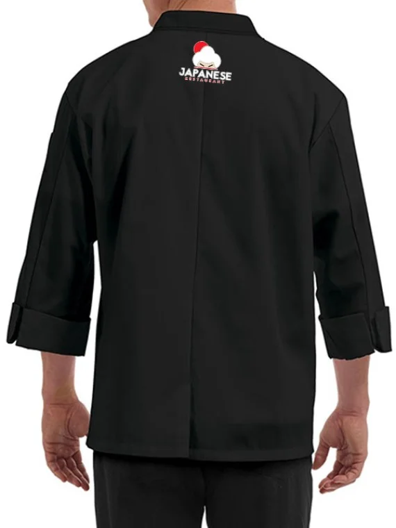 Traditional 3/4 Length Sleeve Chef Coat Black