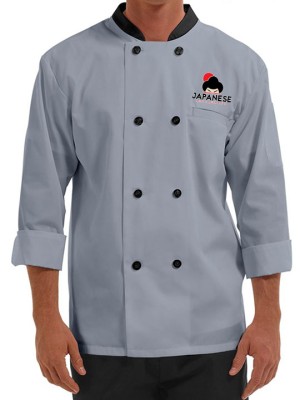 Traditional 3/4 Length Sleeve Chef Coat Gray