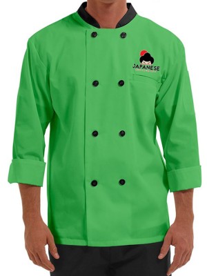 Traditional 3/4 Length Sleeve Chef Coat Apple Green