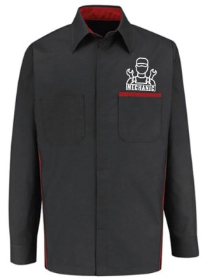 Automotive Mechanic Shirts Full Sleeve Black Red