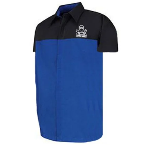 Automotive Mechanic Shirts Half Sleeve Black Blue