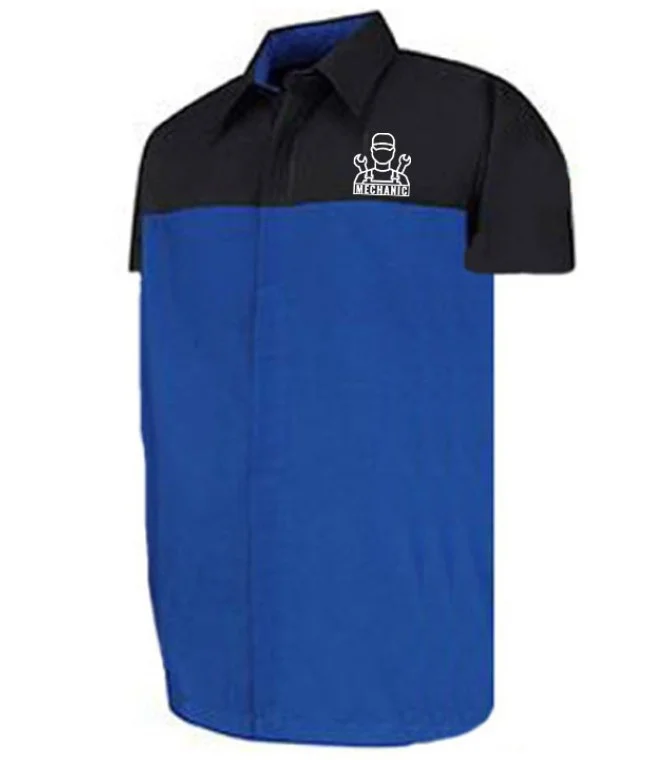 Automotive Mechanic Shirts Half Sleeve Black Blue Automotive Mechanic Shirts Half Sleeve Black Blue
