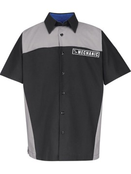 Automotive Mechanic Shirts Half Sleeve Black Grey