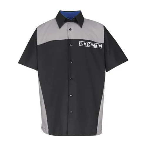 Automotive Mechanic Shirts Half Sleeve Black Grey