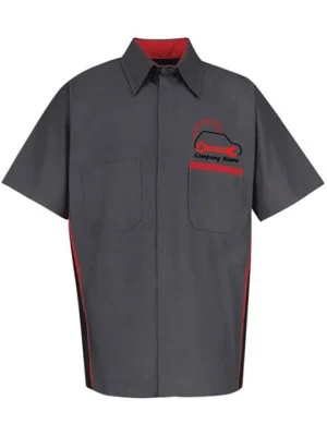 Automotive Mechanic Shirts Half Sleeve Black Red