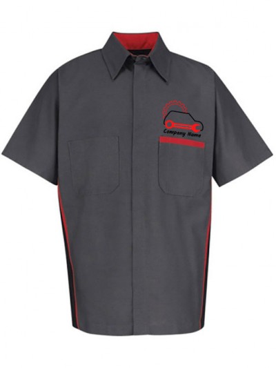Mechanic Shirts Half Sleeve Black Red | Automotive Mechanic Clothing ...