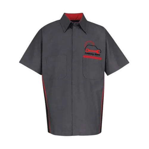 Automotive Mechanic Shirts Half Sleeve Black Red