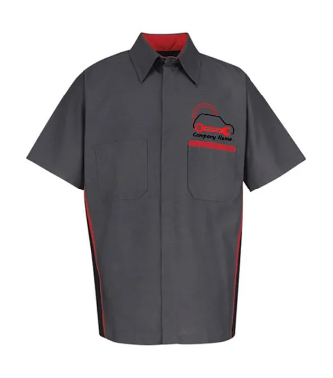 Automotive Mechanic Shirts Half Sleeve Black Red Automotive Mechanic Shirts Half Sleeve Black Red