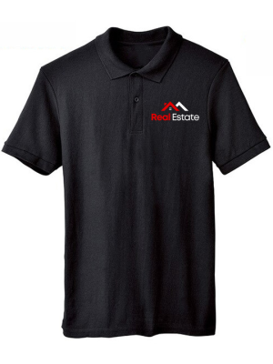 Economy Dri Cool Black Polo T-Shirts Logo Printed