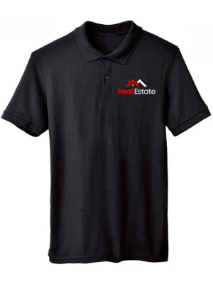 Economy Dri Cool Black Polo T-Shirts Logo Printed