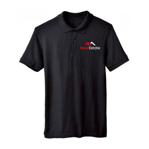 Economy Dri Cool Black Polo T-Shirts Logo Printed