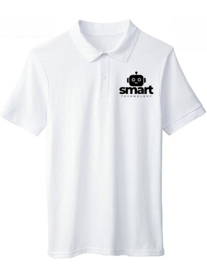 Economy Dri Cool White Polo T-Shirts Logo Printed