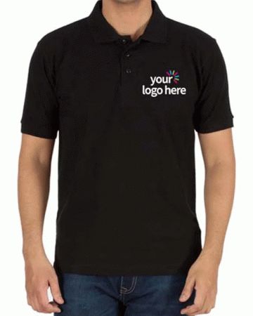 Personalized Polo Cotton T-Shirt Black