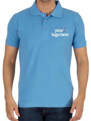 Personalized Polo Cotton T-Shirt Sky Blue