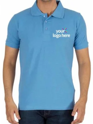 Personalized Polo Cotton T-Shirt Sky Blue Personalized Polo Cotton T-Shirt Sky Blue