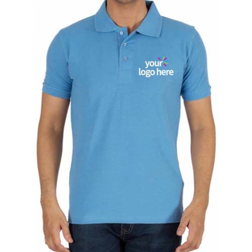 Personalized Polo Cotton T-Shirt Sky Blue
