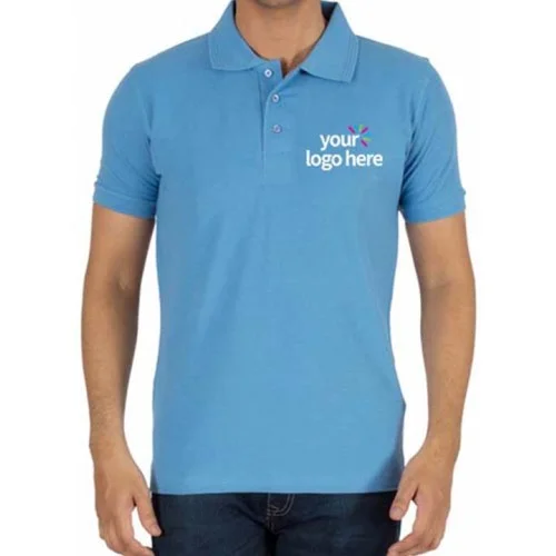 Personalized Polo Cotton T-Shirt Sky Blue